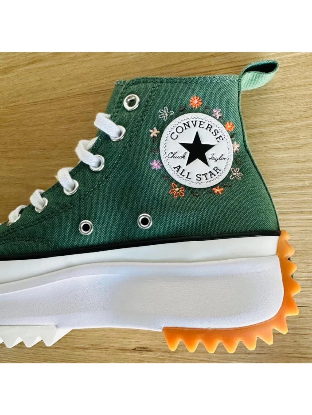⭐Converse Run Star Hike Hi Platform 9.5 Women Shoes Floral Green Sneaker A11562C - Picture 8 of 12